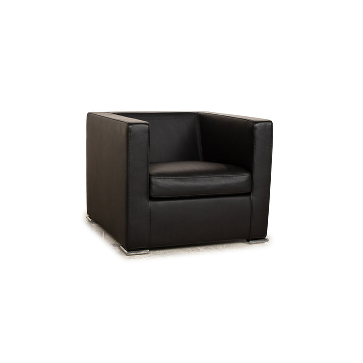 Saba Italia Fauteuil En Cuir Noir