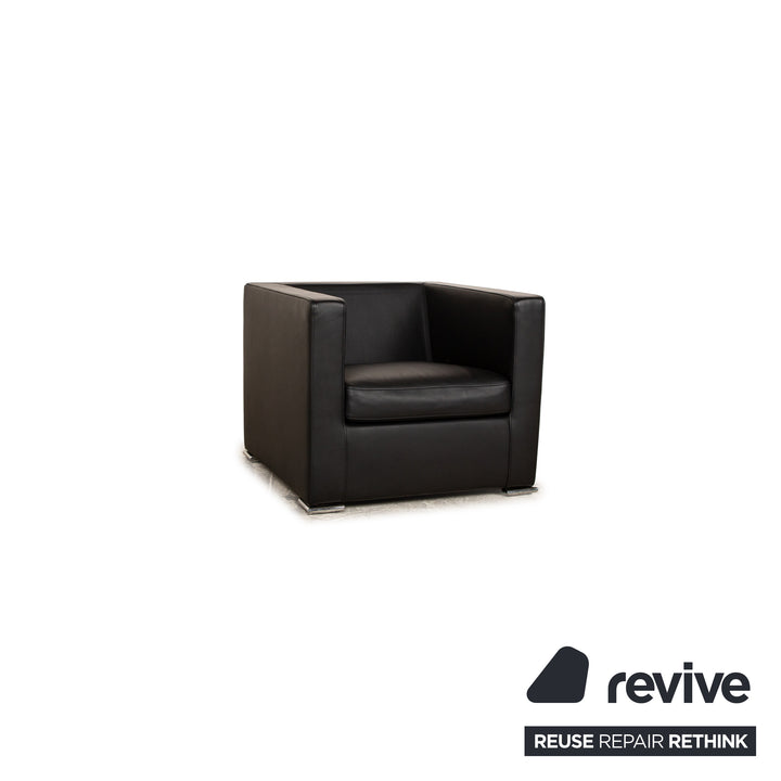 Saba Italia Fauteuil En Cuir Noir