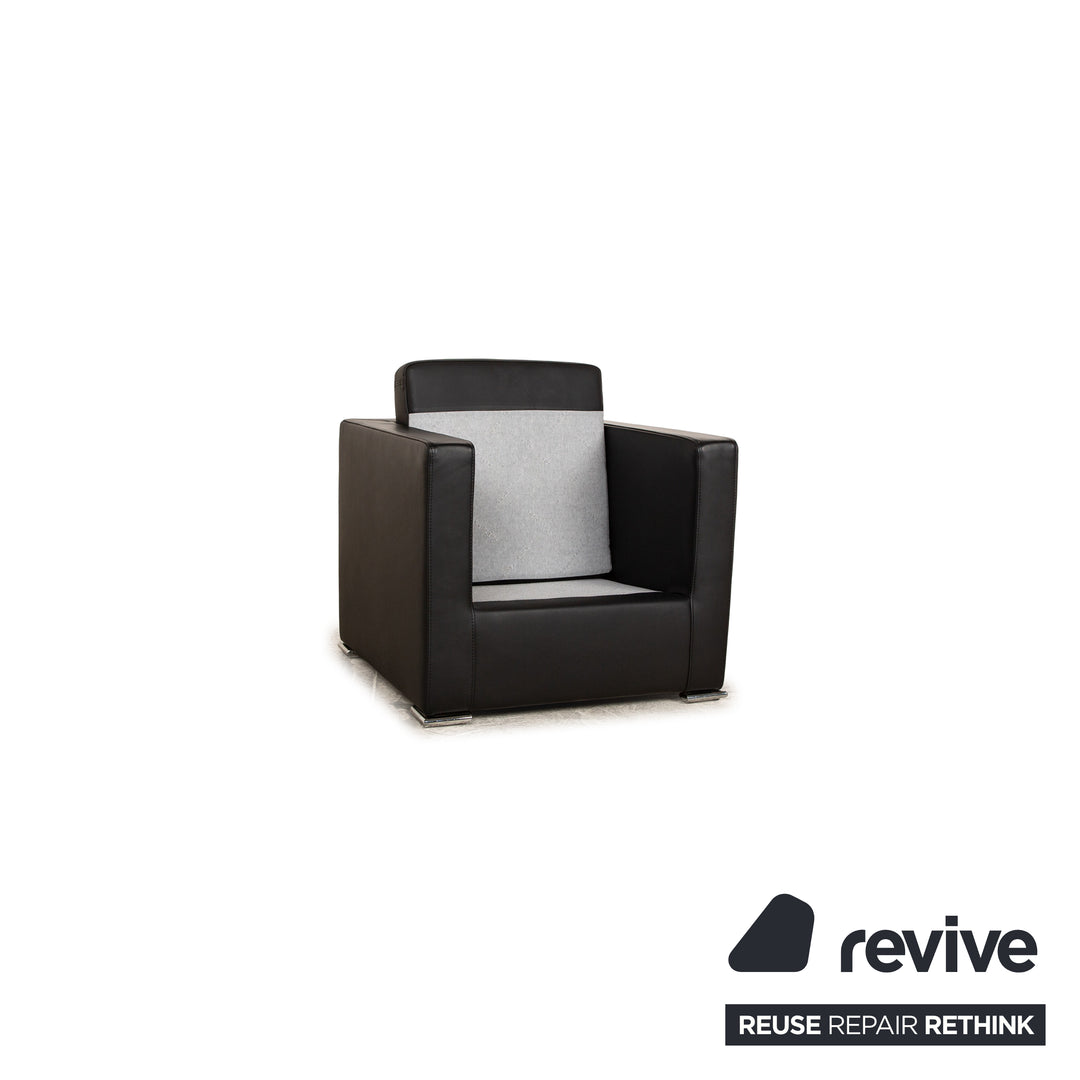 Saba Italia Fauteuil En Cuir Noir