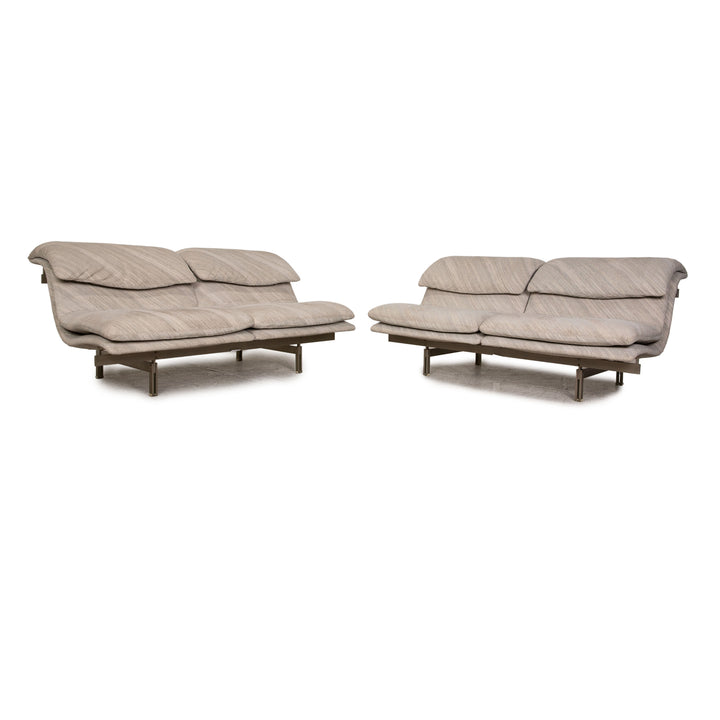 Saporiti Italia Wave Stoff Sofa Garnitur Zweisitzer Grau Funktion