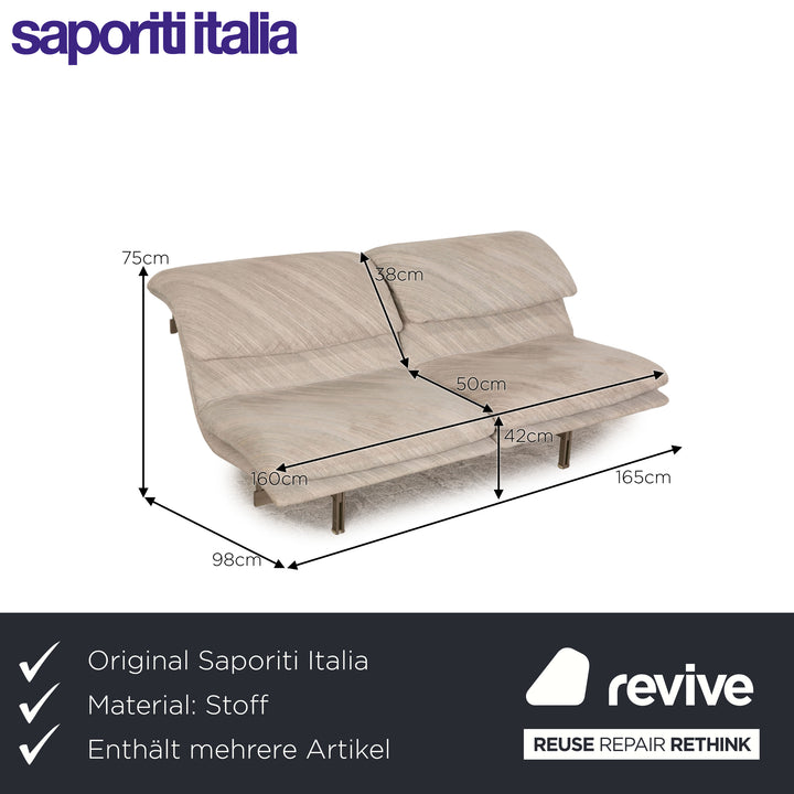 Saporiti Italia Wave Stoff Sofa Garnitur Zweisitzer Grau Funktion