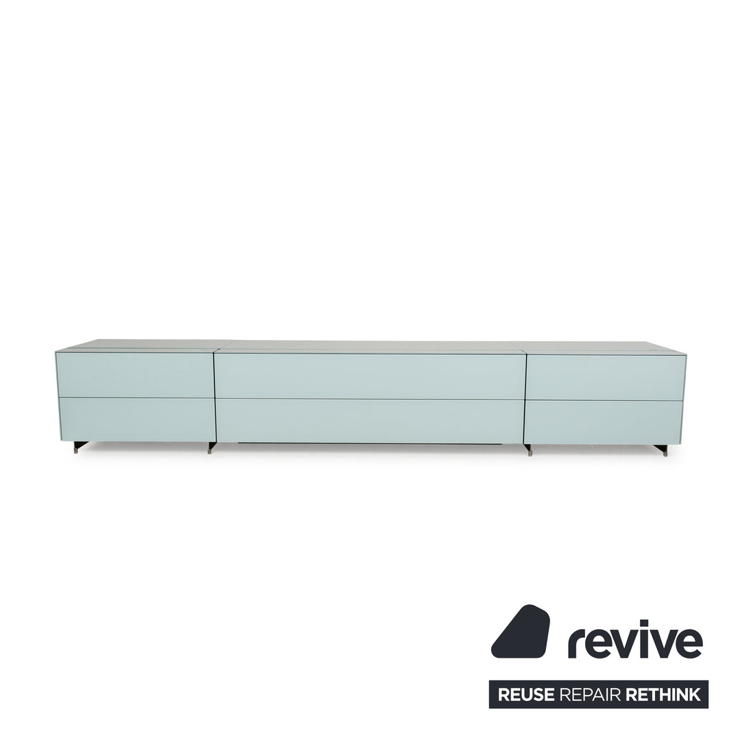 Buffet bas Spectral Cocoon en verre et bois bleu glacier