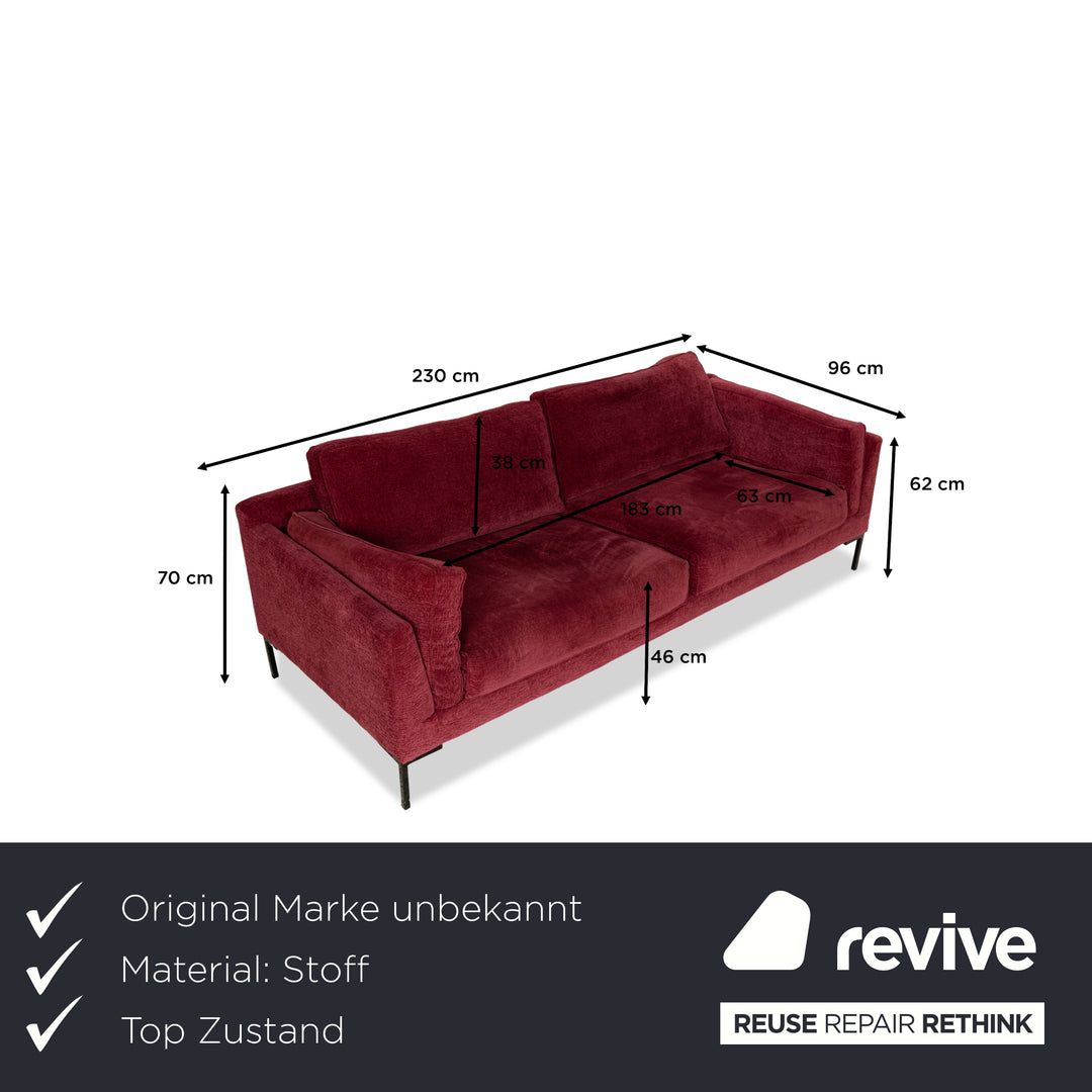Stoff Dreisitzer Sofa Rot Couch