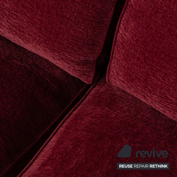 Stoff Dreisitzer Sofa Rot Couch