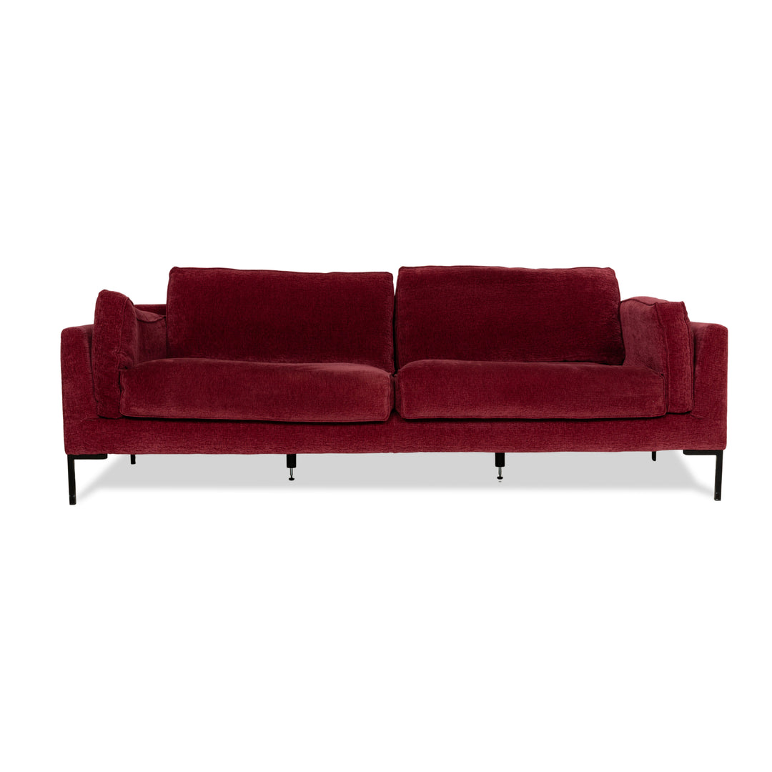Stoff Dreisitzer Sofa Rot Couch