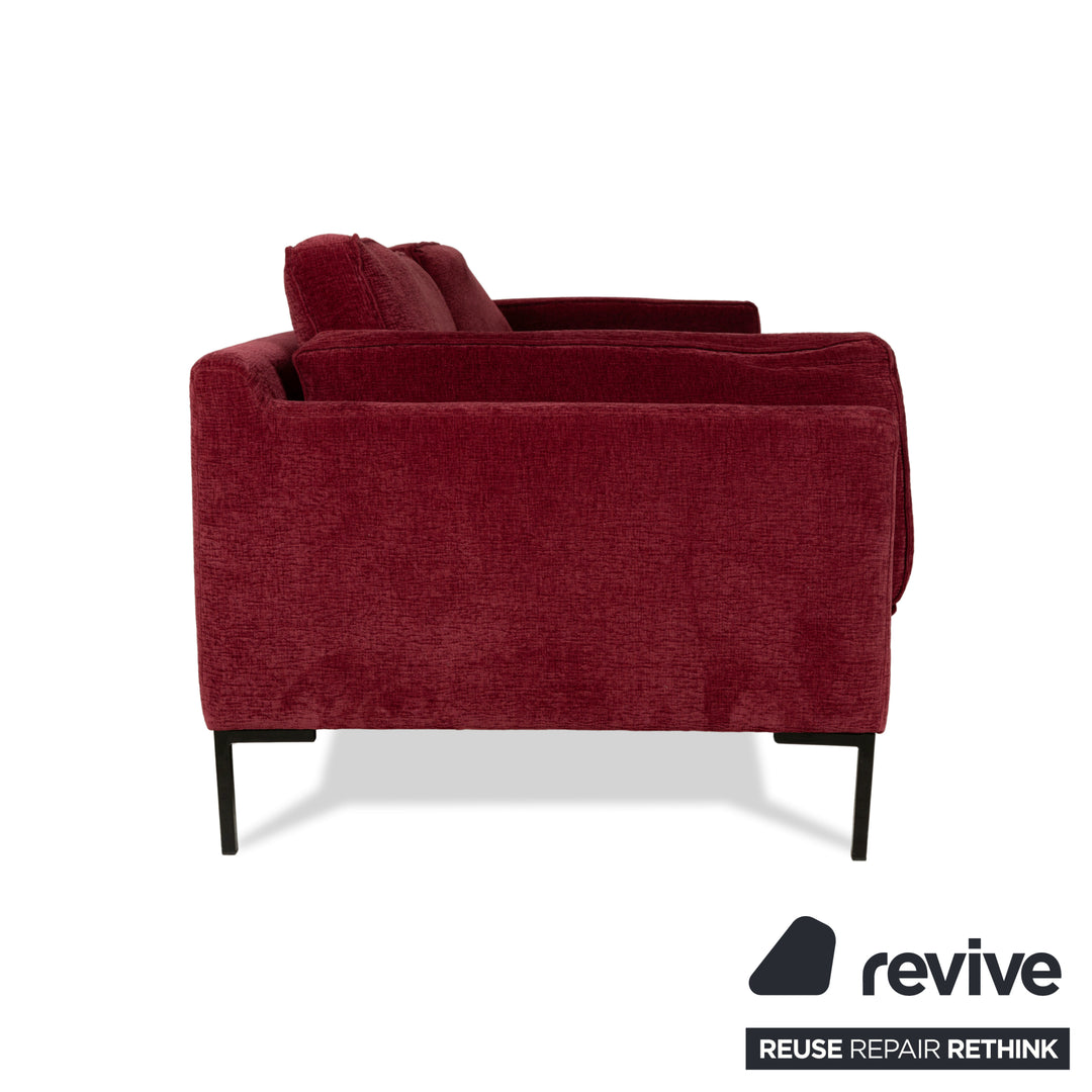 Stoff Dreisitzer Sofa Rot Couch