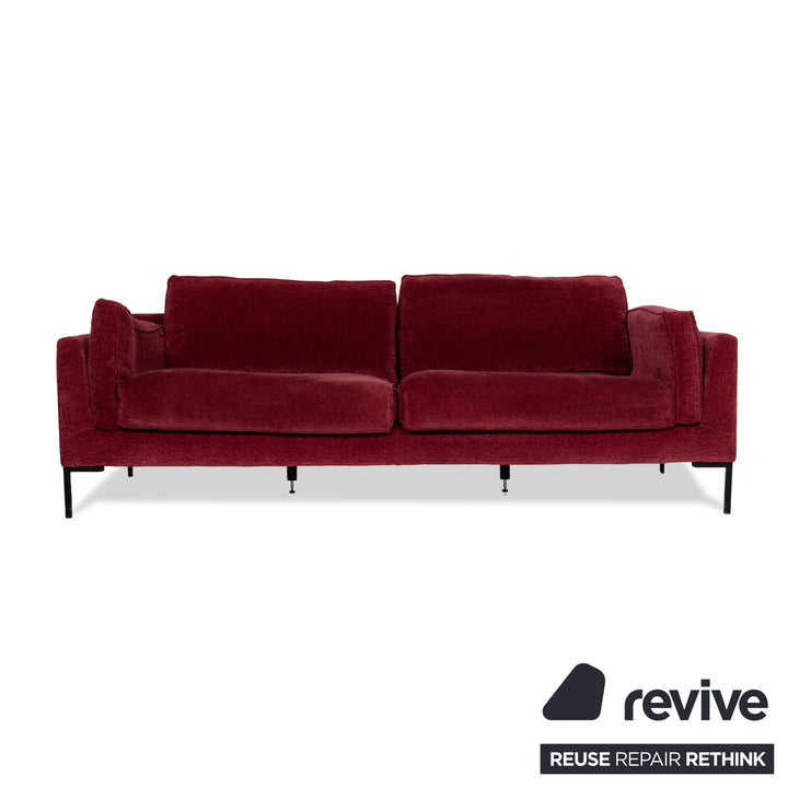 Stoff Dreisitzer Sofa Rot Couch