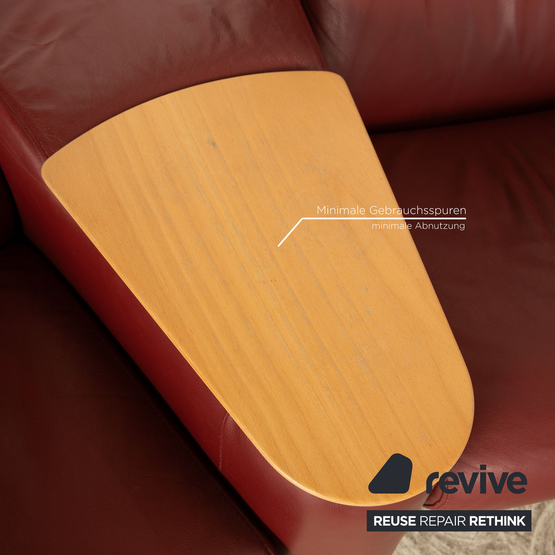 Canapé d'angle en cuir Stressless Arion rouge foncé, fonction manuelle