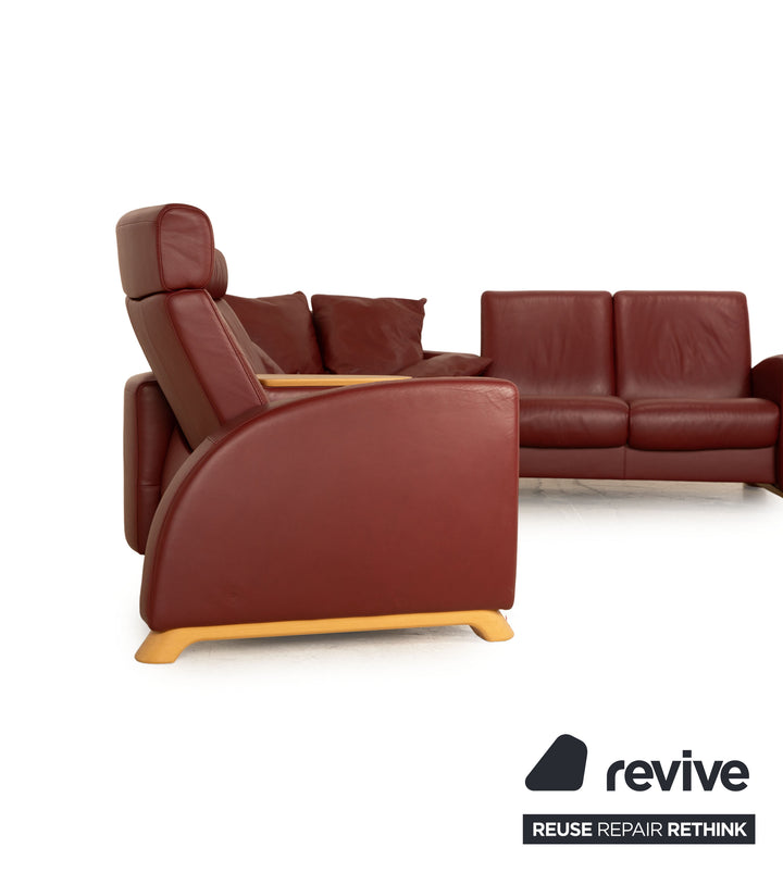 Canapé d'angle en cuir Stressless Arion rouge foncé, fonction manuelle