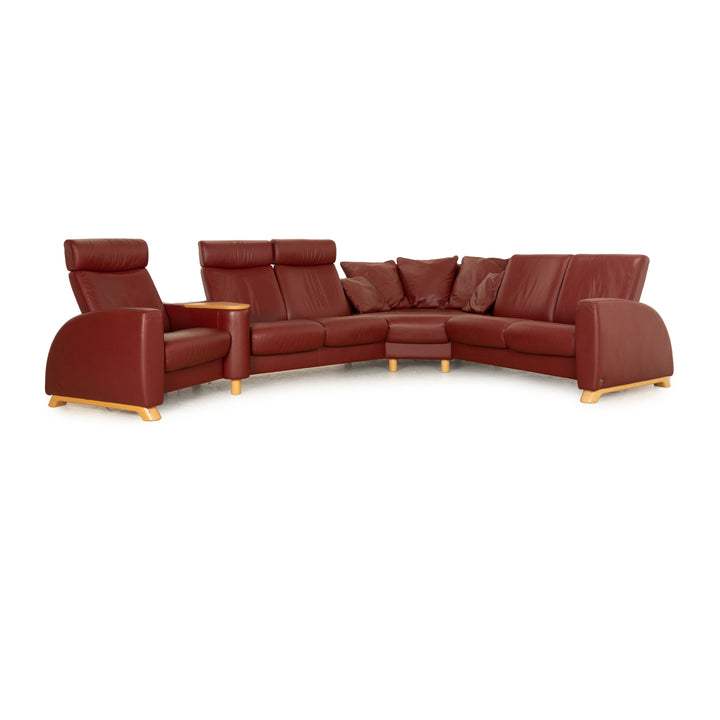 Canapé d'angle en cuir Stressless Arion rouge foncé, fonction manuelle