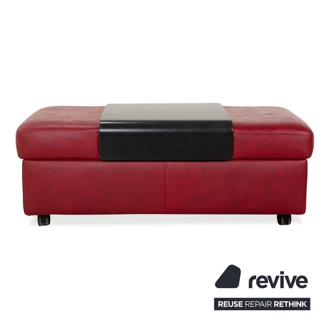 Stressless Arion Leather Ottoman Double Ottoman Red Manual Function Storage Compartment