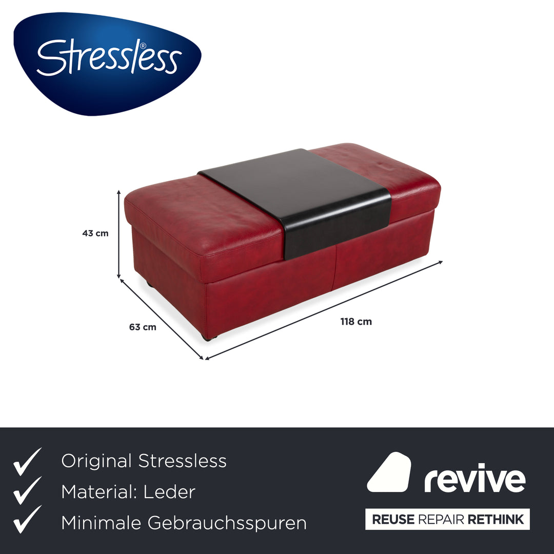 Stressless Arion Leather Ottoman Double Ottoman Red Manual Function Storage Compartment