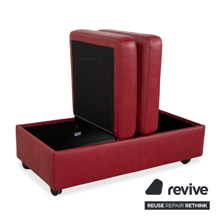 Stressless Arion Leather Ottoman Double Ottoman Red Manual Function Storage Compartment