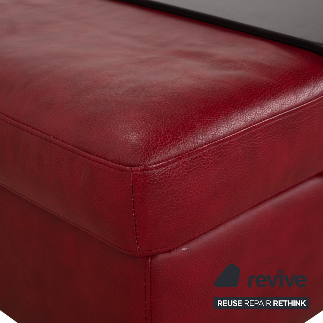 Stressless Arion Leather Ottoman Double Ottoman Red Manual Function Storage Compartment