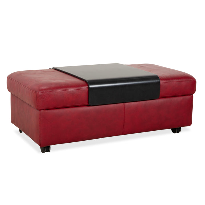 Stressless Arion Leather Ottoman Double Ottoman Red Manual Function Storage Compartment