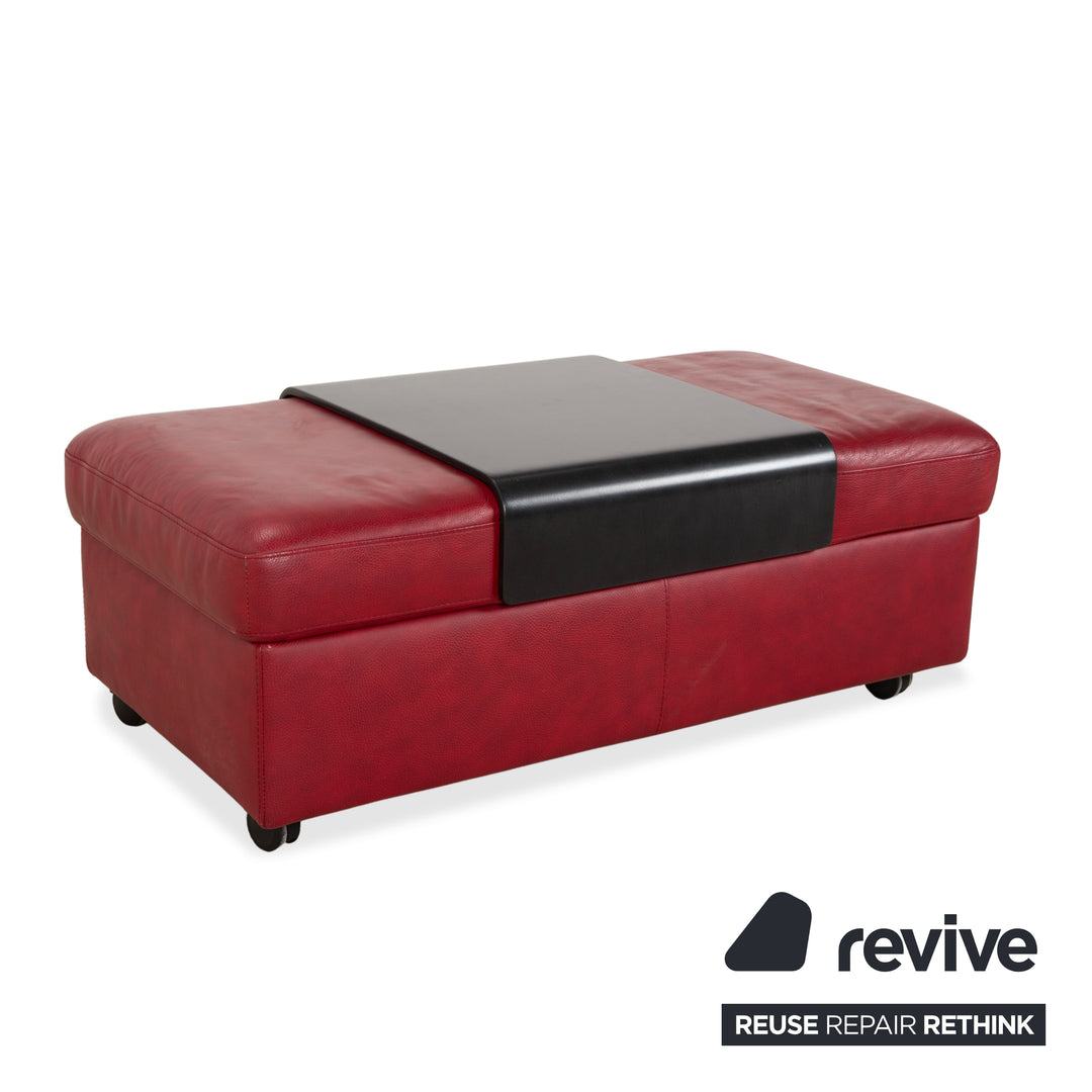 Stressless Arion Leather Ottoman Double Ottoman Red Manual Function Storage Compartment