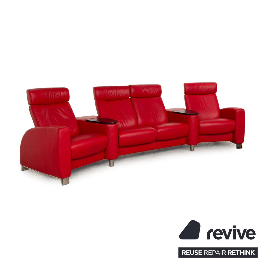 Stressless Arion Leder Sofa Rot Viersitzer Heimkino Relaxfunktion manuelle Funktion Couch
