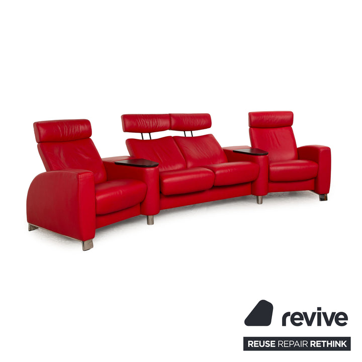 Stressless Arion Leder Sofa Rot Viersitzer Heimkino Relaxfunktion manuelle Funktion Couch