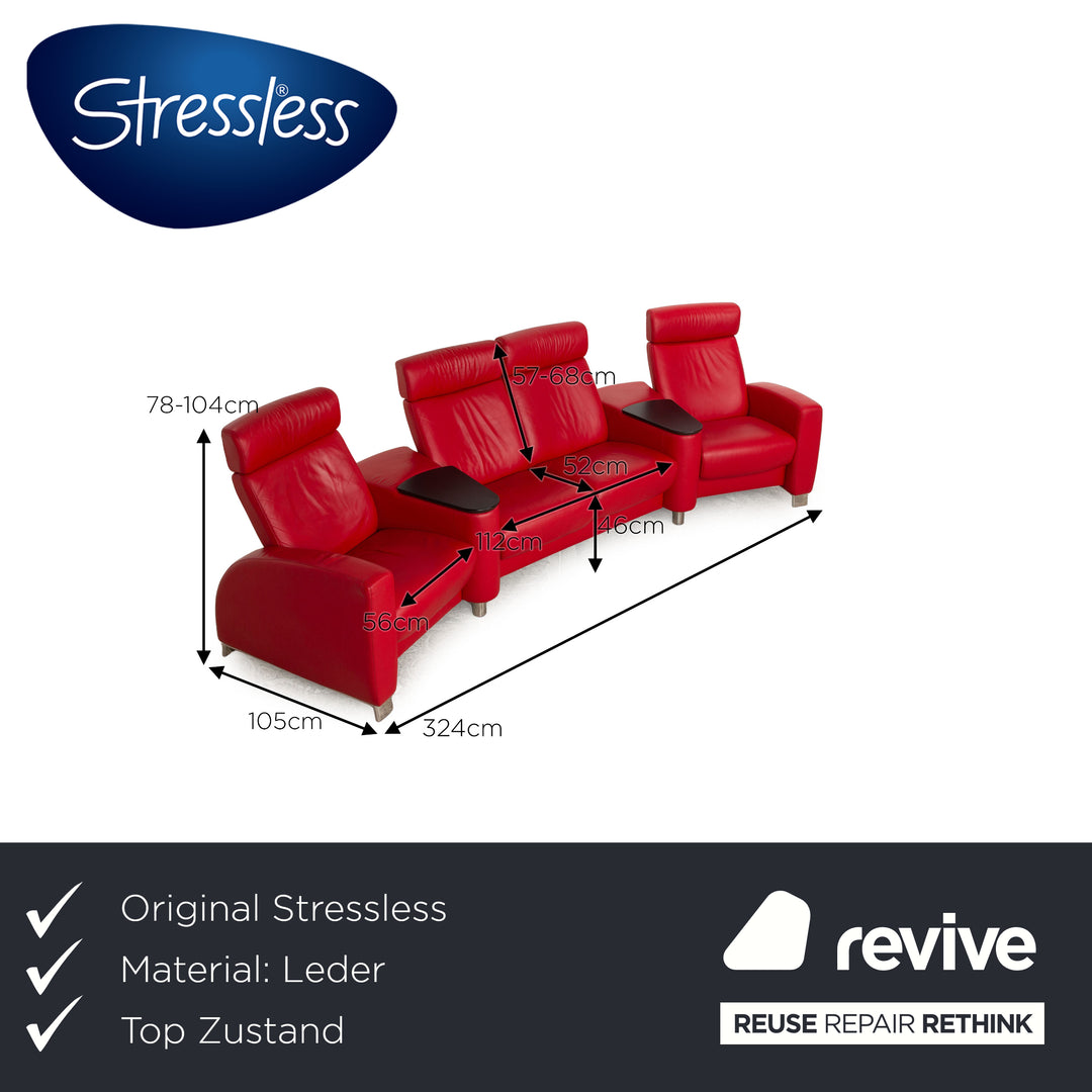 Stressless Arion Leder Sofa Rot Viersitzer Heimkino Relaxfunktion manuelle Funktion Couch