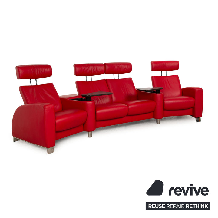 Stressless Arion Leder Sofa Rot Viersitzer Heimkino Relaxfunktion manuelle Funktion Couch