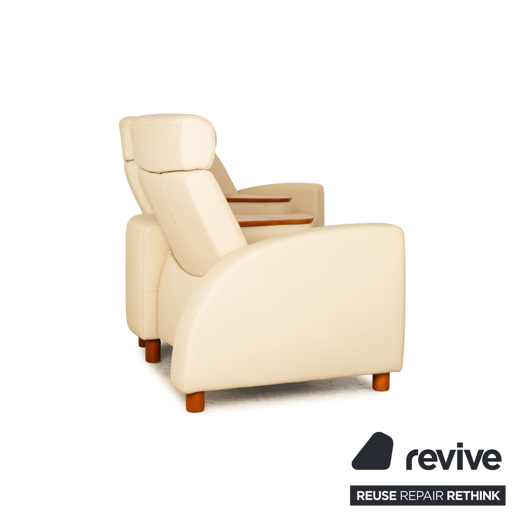 Stressless Arion Leather Four Seater Beige Sofa Couch Manual Function