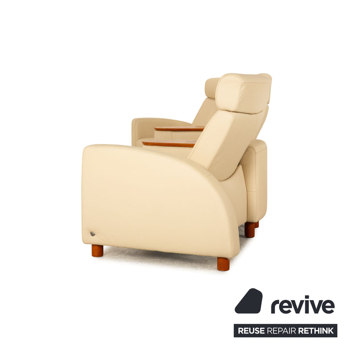 Stressless Arion Leather Four Seater Beige Sofa Couch Manual Function