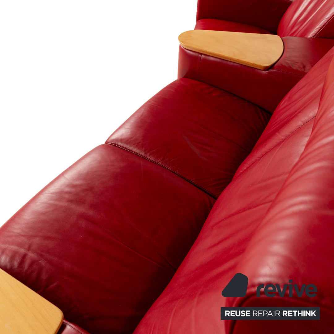 Stressless Arion Leder Viersitzer Rot manuelle Funktion Sofa Couch
