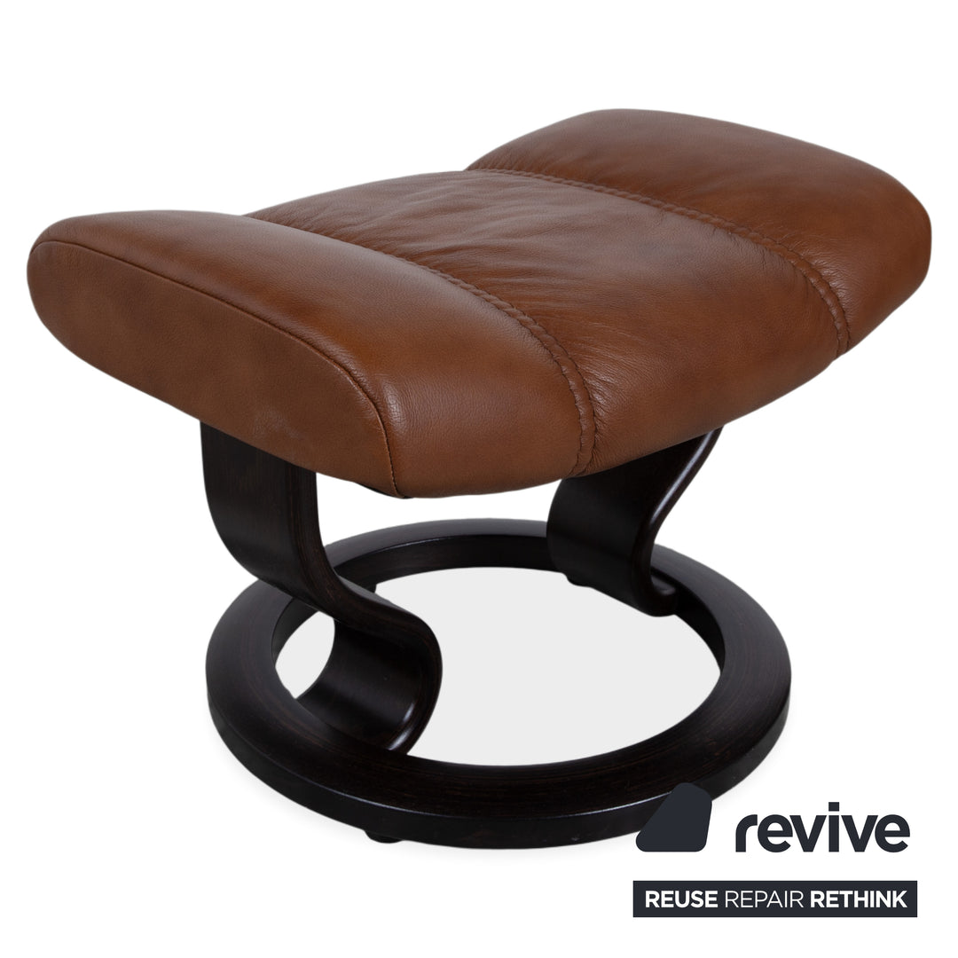 Stressless Consul Leather Armchair Cognac incl. Ottoman Recliner Function