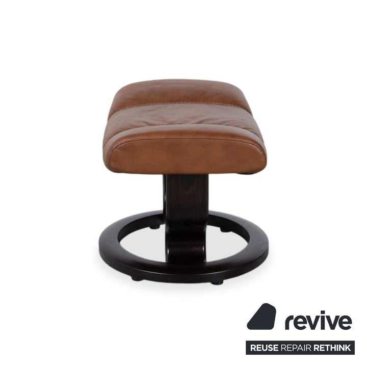 Stressless Consul Leather Armchair Cognac incl. Ottoman Recliner Function