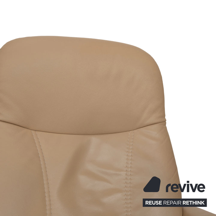 Stressless Consul Leather Recliner including Footstool Beige with Manual Reclining Function