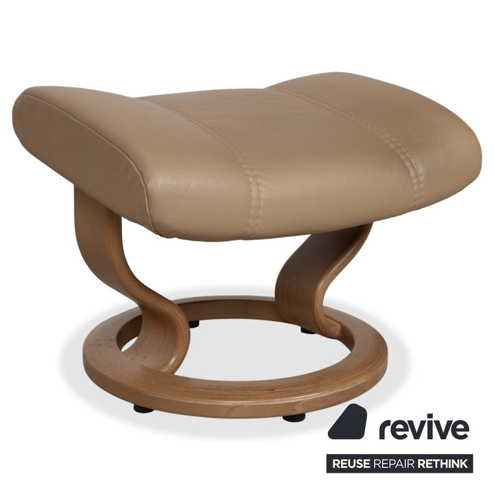 Stressless Consul Leather Recliner including Footstool Beige with Manual Reclining Function