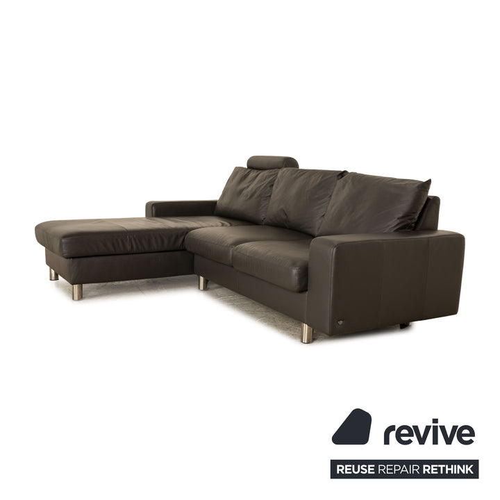 Stressless E 200 canapé d'angle en cuir anthracite méridienne gauche canapé canapé