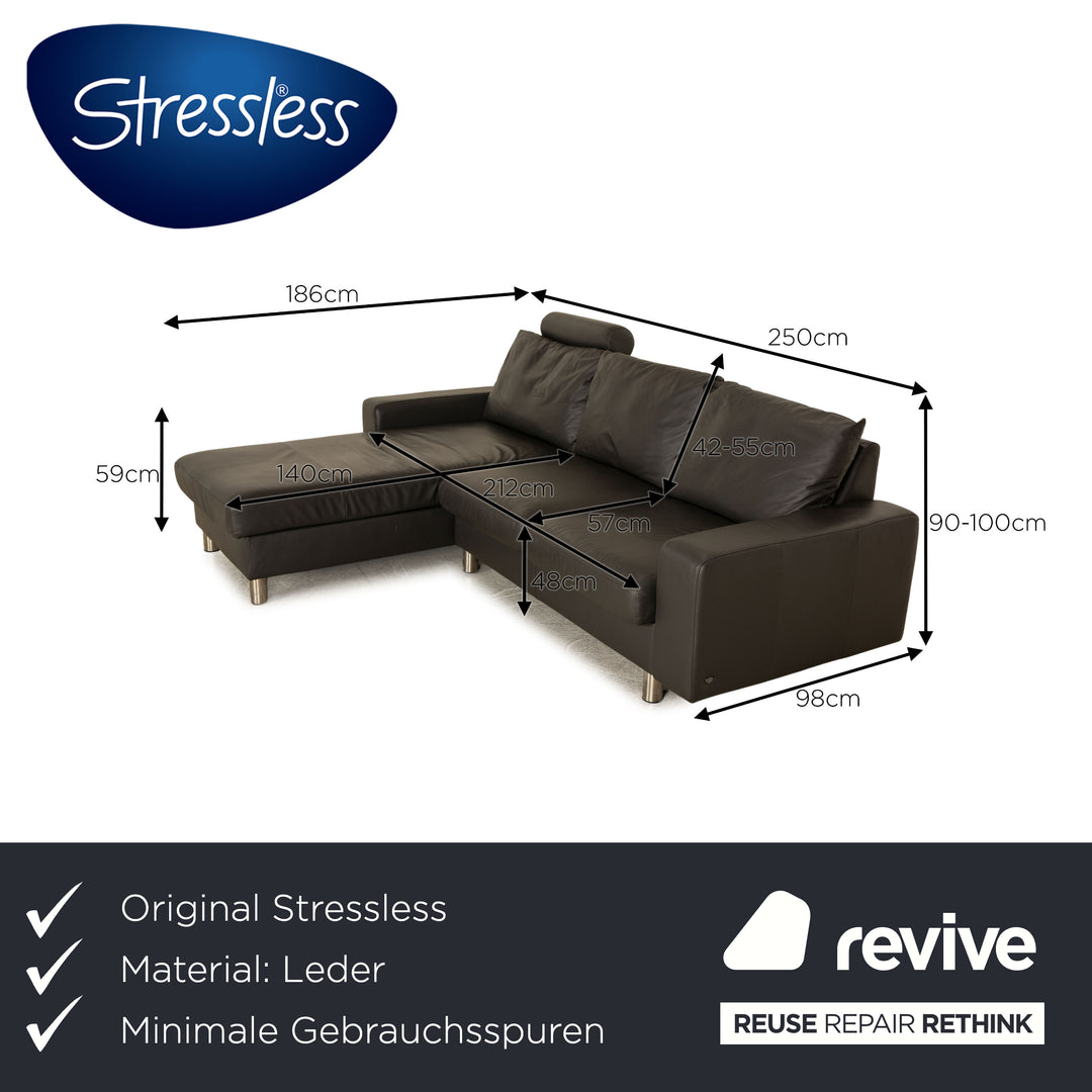 Stressless E 200 canapé d'angle en cuir anthracite méridienne gauche canapé canapé