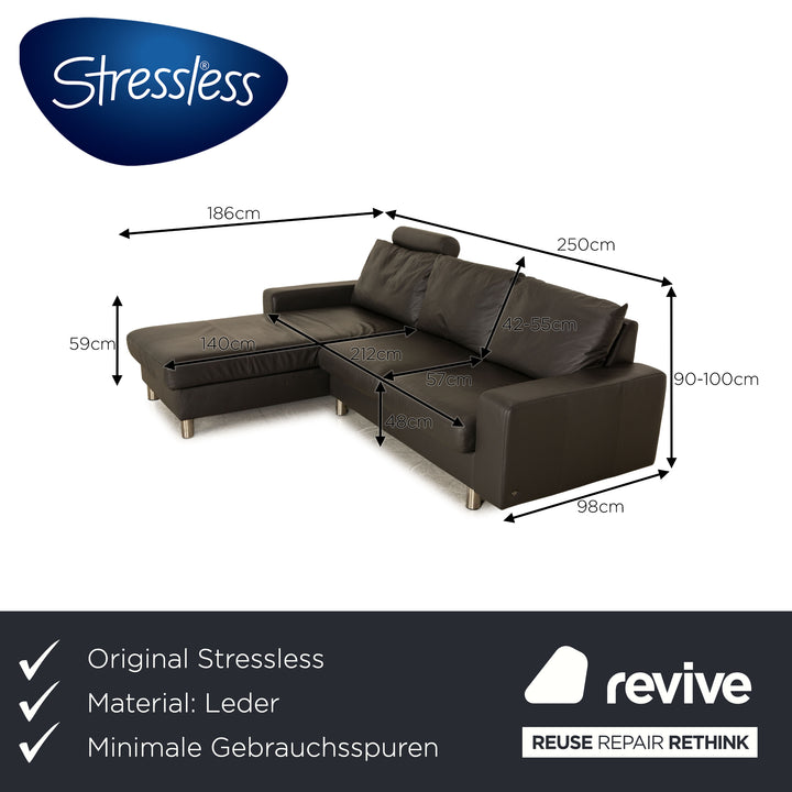 Stressless E 200 canapé d'angle en cuir anthracite méridienne gauche canapé canapé