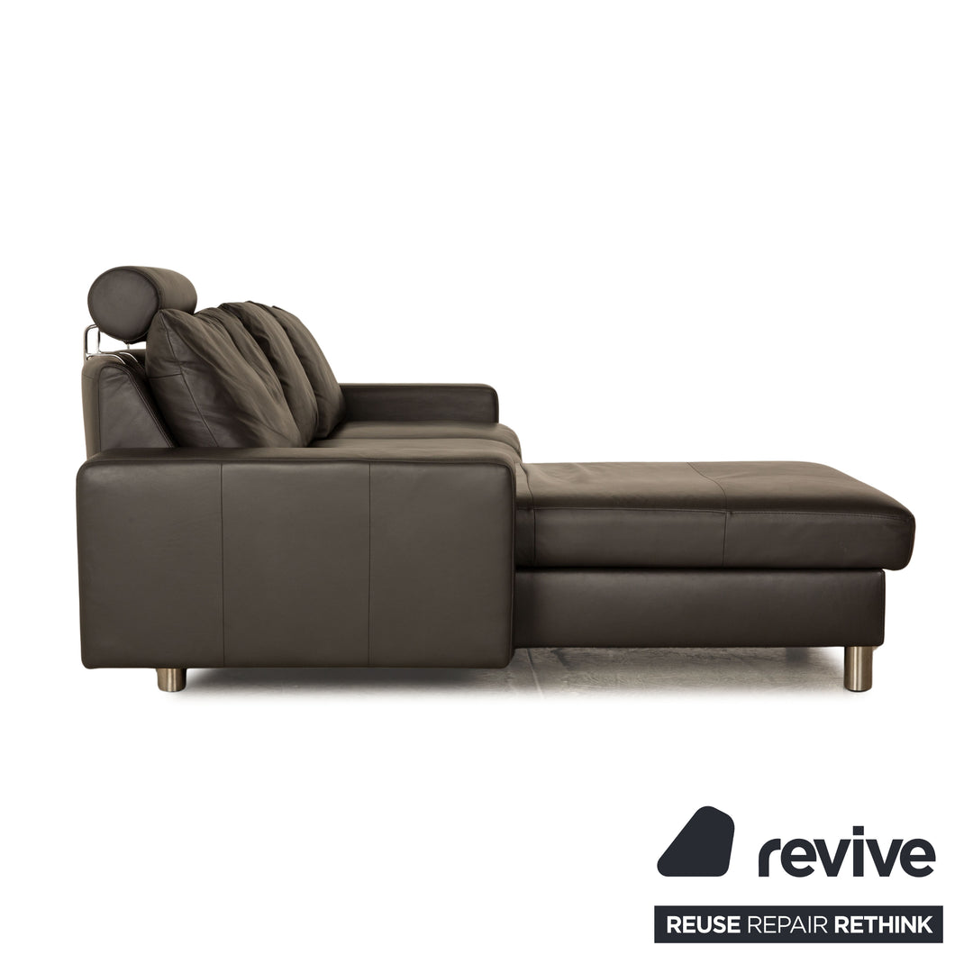 Stressless E 200 canapé d'angle en cuir anthracite méridienne gauche canapé canapé