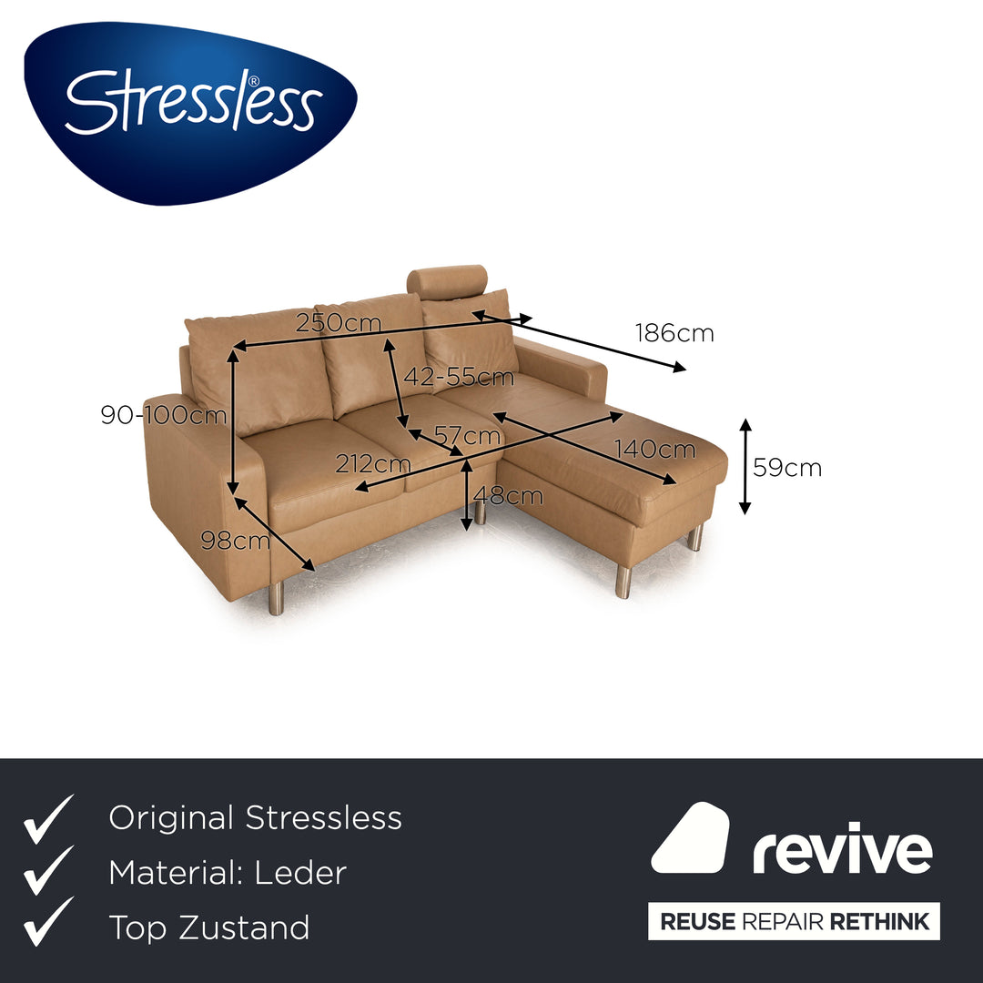 Stressless E 200 Leder Ecksofa Braun Taupe Recamiere Rechts Sofa Couch