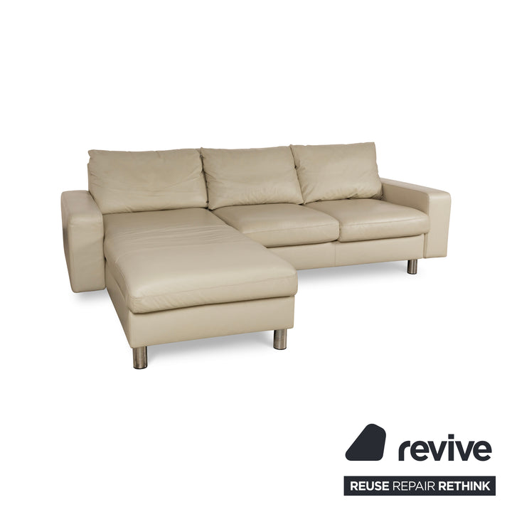 Canapé d'angle en cuir Stressless E200 Crème Recamiere Canapé gauche