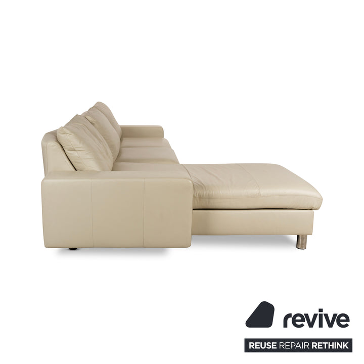Canapé d'angle en cuir Stressless E200 Crème Recamiere Canapé gauche