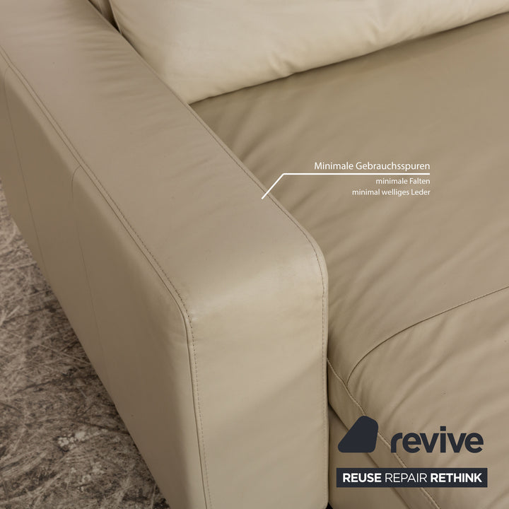 Canapé d'angle en cuir Stressless E200 Crème Recamiere Canapé gauche