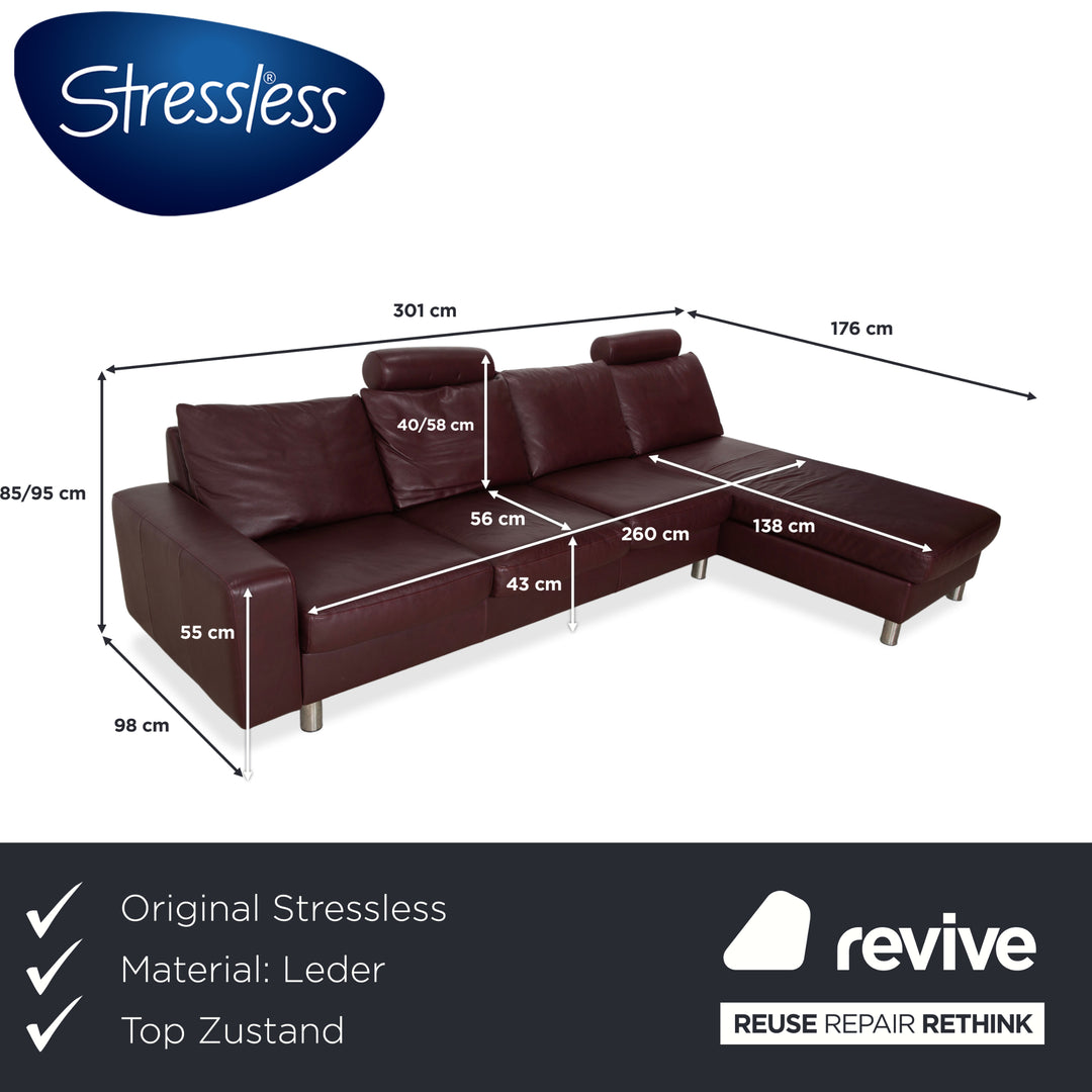 Stressless E200 Leder Ecksofa Rot Bordeaux Sofa Couch
