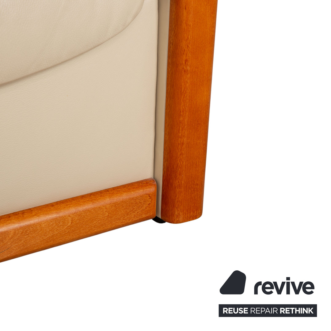 Canapé Stressless Eldorado en cuir et bois, trois places, beige crème