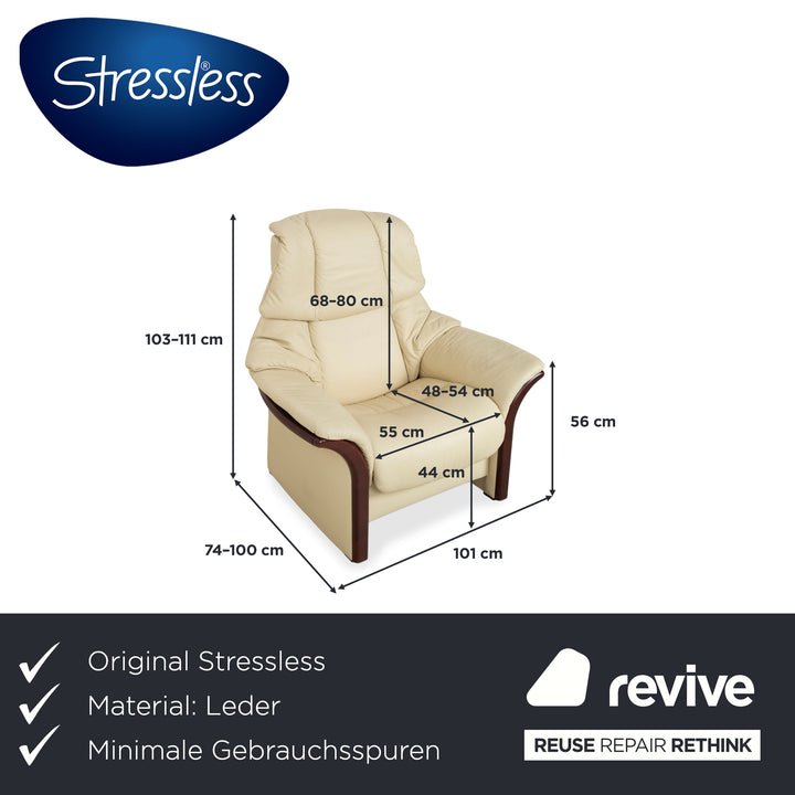 Stressless Eldorado Leather Recliner Cream Beige Manual Function