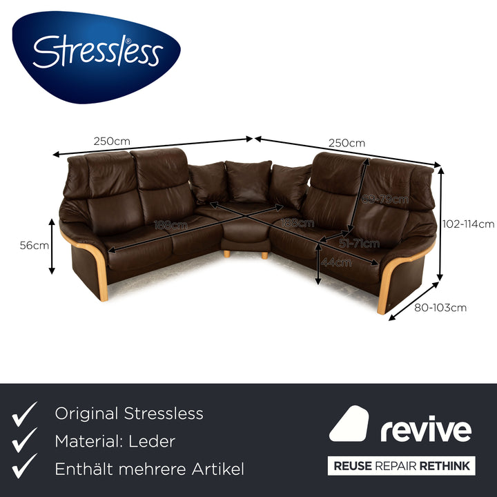 Stressless Eldorado ensemble de canapés en cuir marron canapé d'angle 2x tabouret canapé fonction manuelle