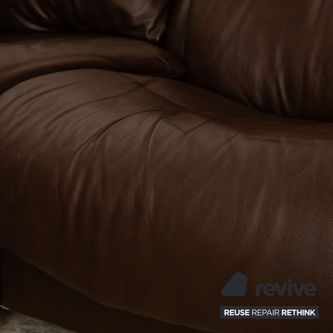 Stressless Eldorado ensemble de canapés en cuir marron canapé d'angle 2x tabouret canapé fonction manuelle