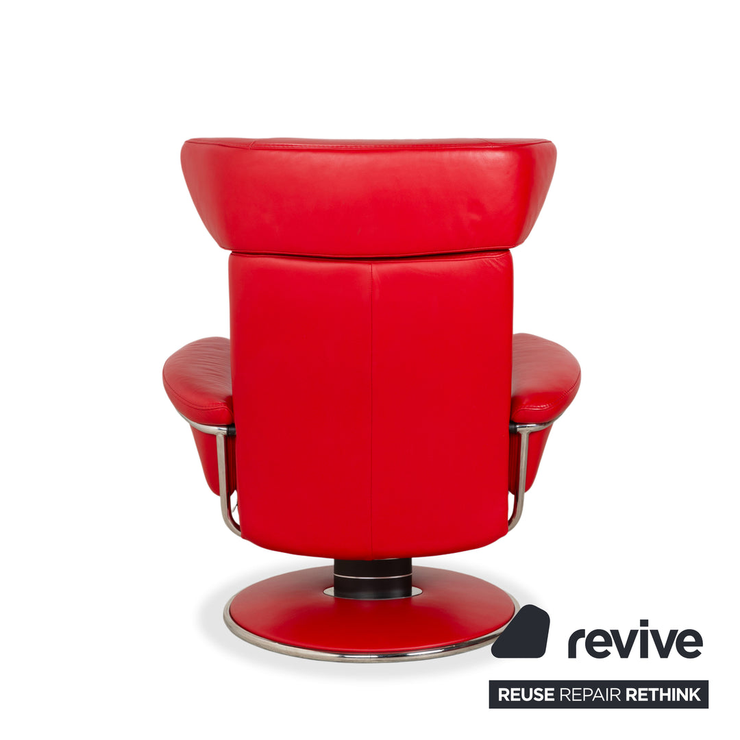 Stressless Jazz Leather Recliner Size M Chili Red Manual Function with Headrest