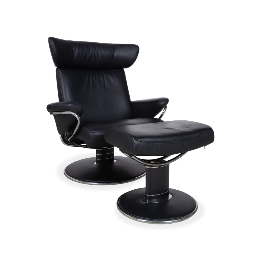 Fauteuil Stressless Jazz Cuir Noir avec repose-pieds Taille L