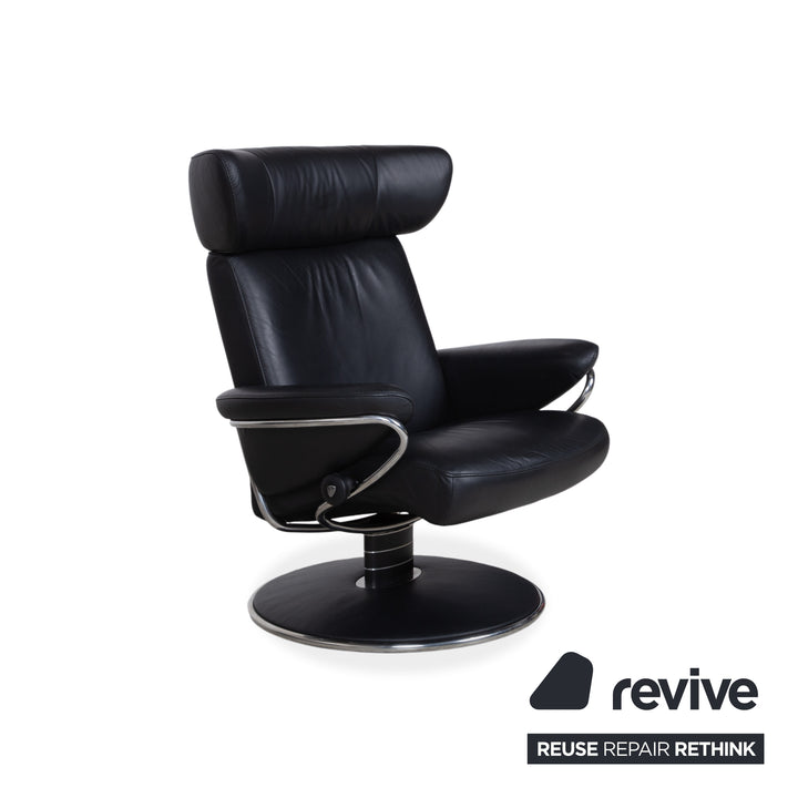Stressless Jazz Leder Sessel Schwarz inkl. Hocker Größe L