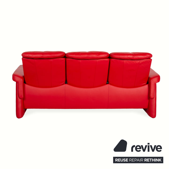 Stressless Legend Three-Seater Leather Sofa Red Manual Function Couch