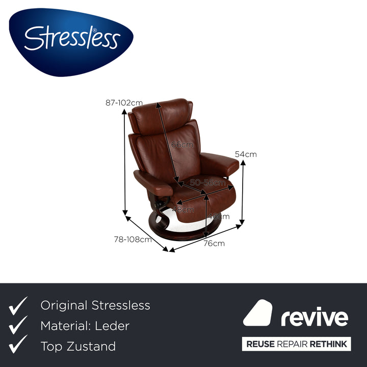 Fauteuil en cuir Stressless Magic marron avec tabouret