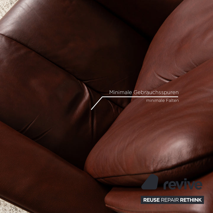 Fauteuil en cuir Stressless Magic marron avec tabouret